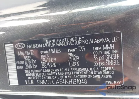 2022 Hyundai Tucson Sel из США, поврежденный, VIN 5NMJFCAE4NH131048